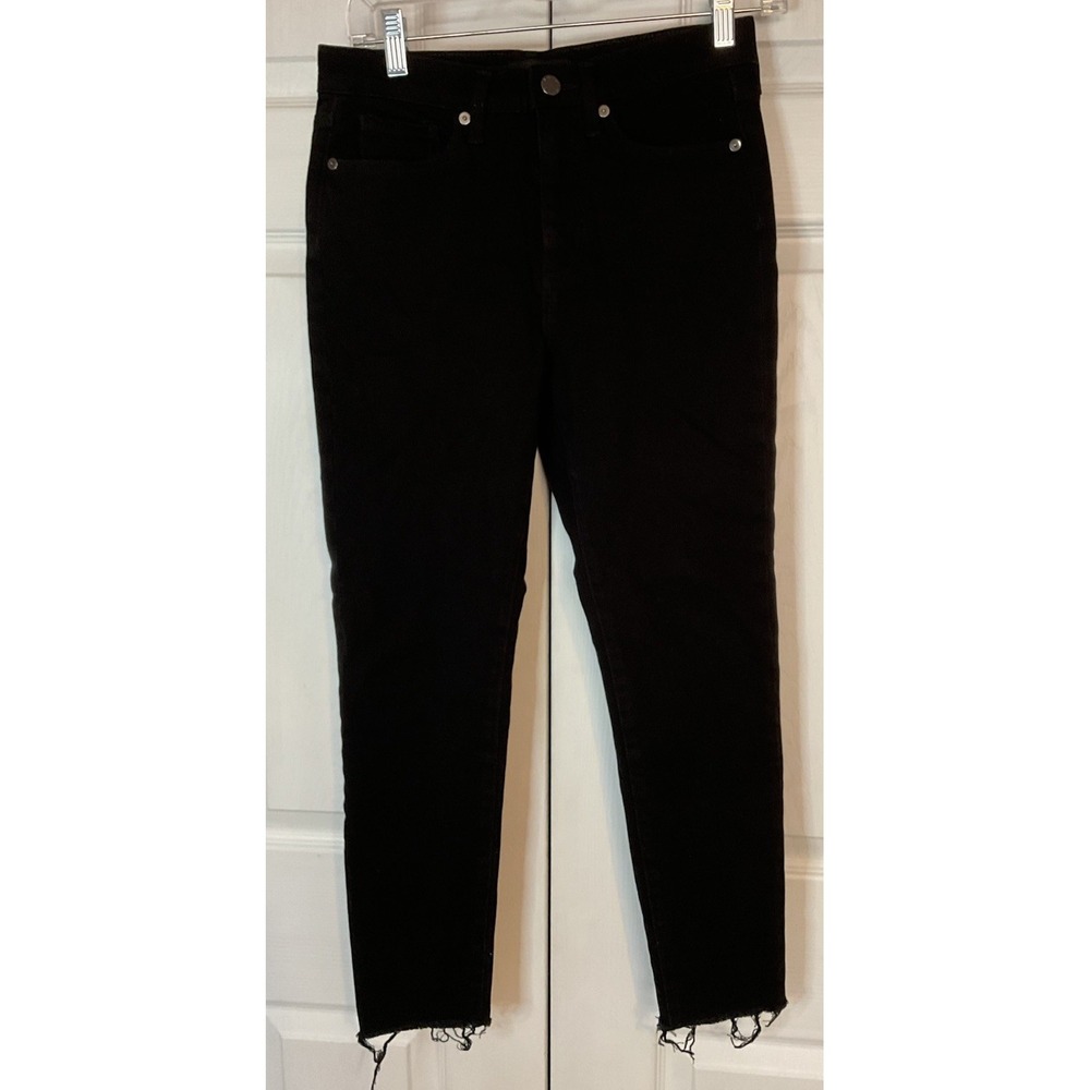 Banana Republic Black High-Rise Skinny Jeans Size 26 Raw Edge Cuffs